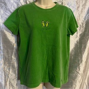 Life is Good flip flop tee SZ M GUC, bust 21” flat, length 25”, sleeves 2”